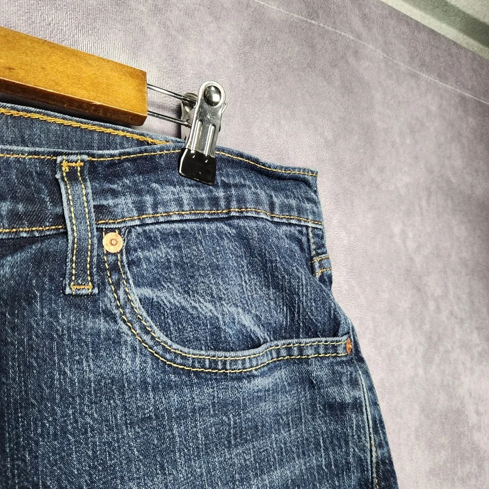 Levis 502 Regular Taper Mens Jeans size 36 38x32 Dark Wash Blue Stretch - Picture 10 of 16